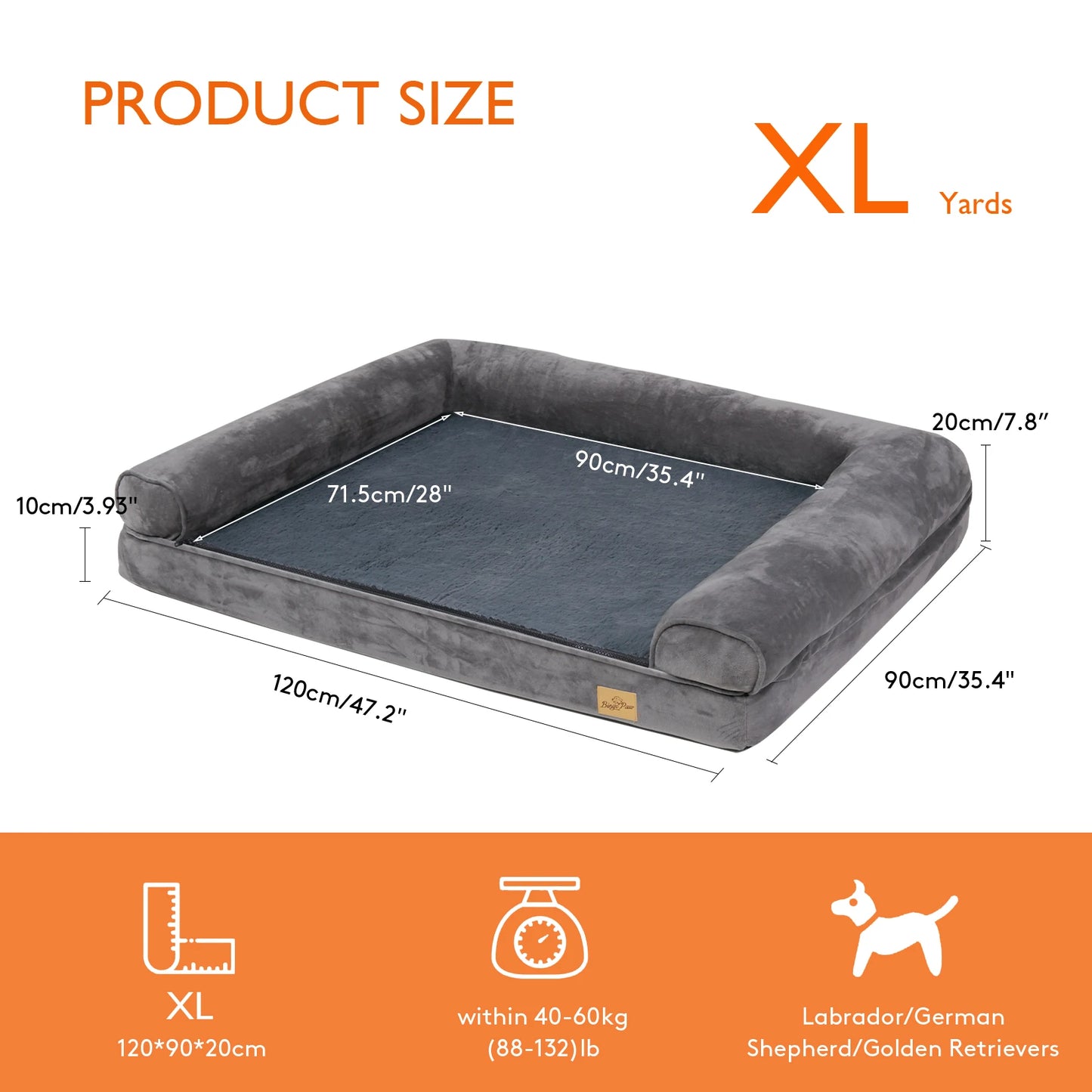 BINGOPAW Orthopedic Dog Bed With Removable Washable Foam Cushion