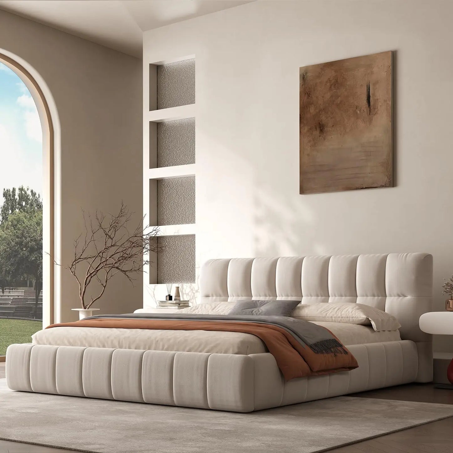 Cloud Platform Bed With Footboard And Modern Block Design