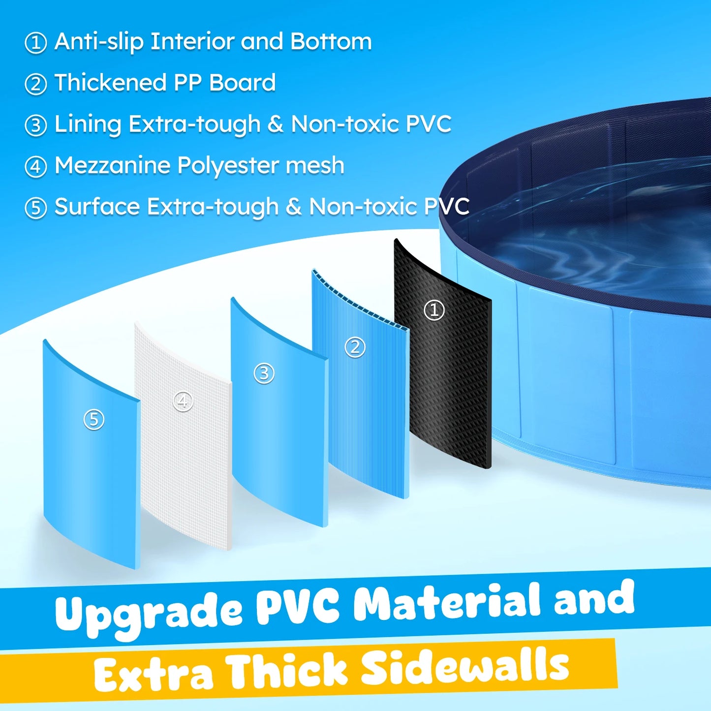 Portable Foldable Dog Pool Anti-Slip Pet Bath Tub For Pets