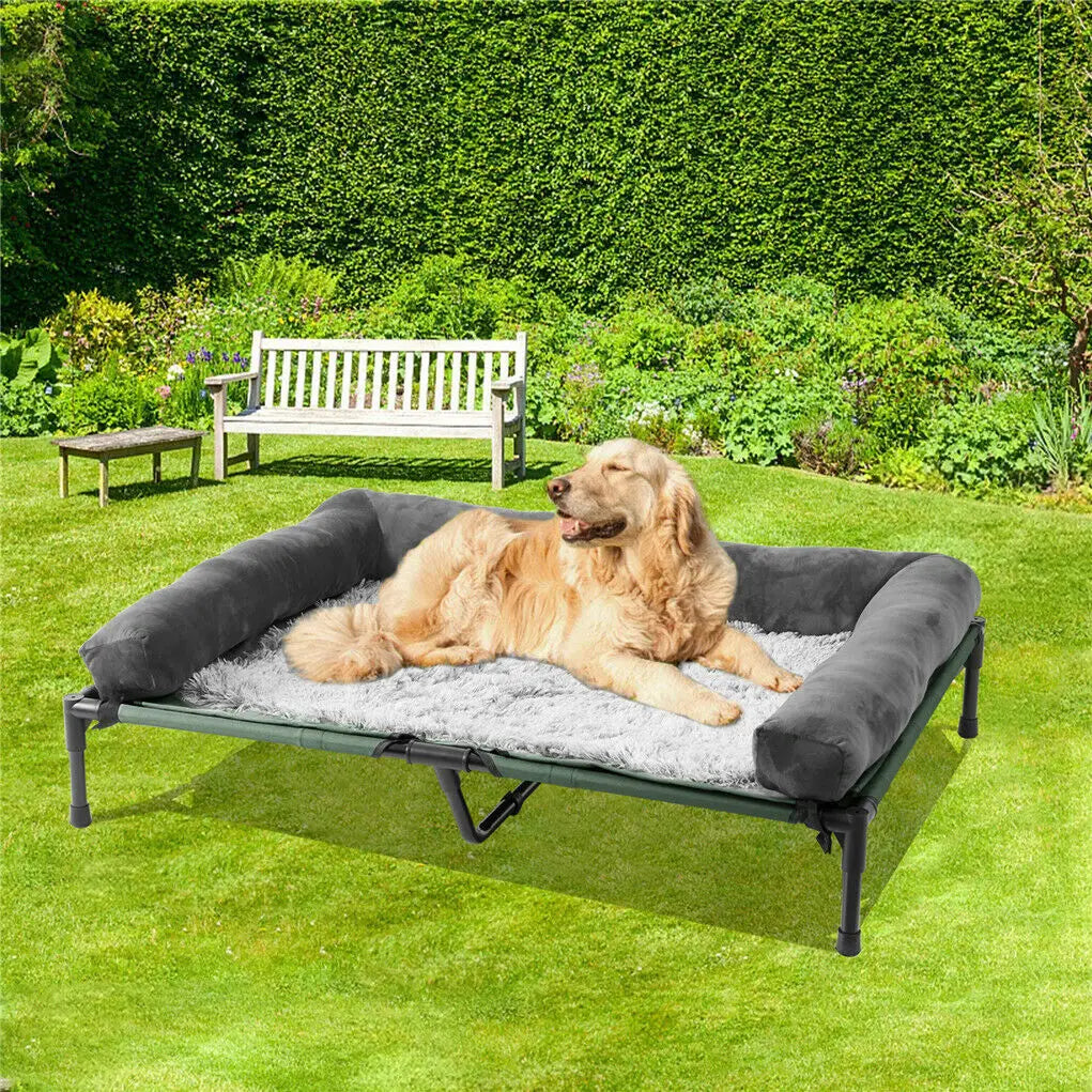 Bingopaw Elevated Indoor Outdoor Pet Lounger Bed With Detachable Bolster
