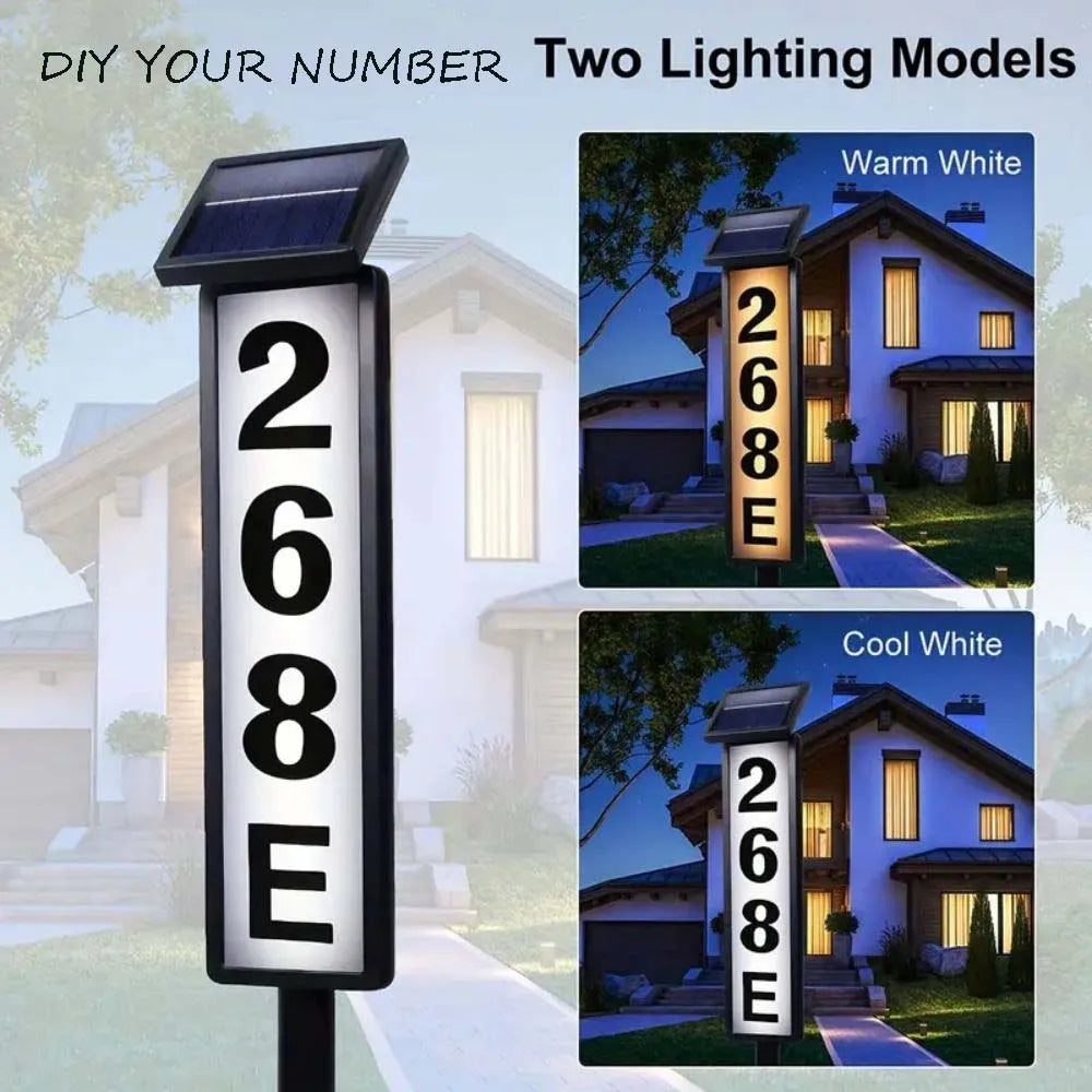 KEWEN Solar House Number Sign With Lighting Pole Mount