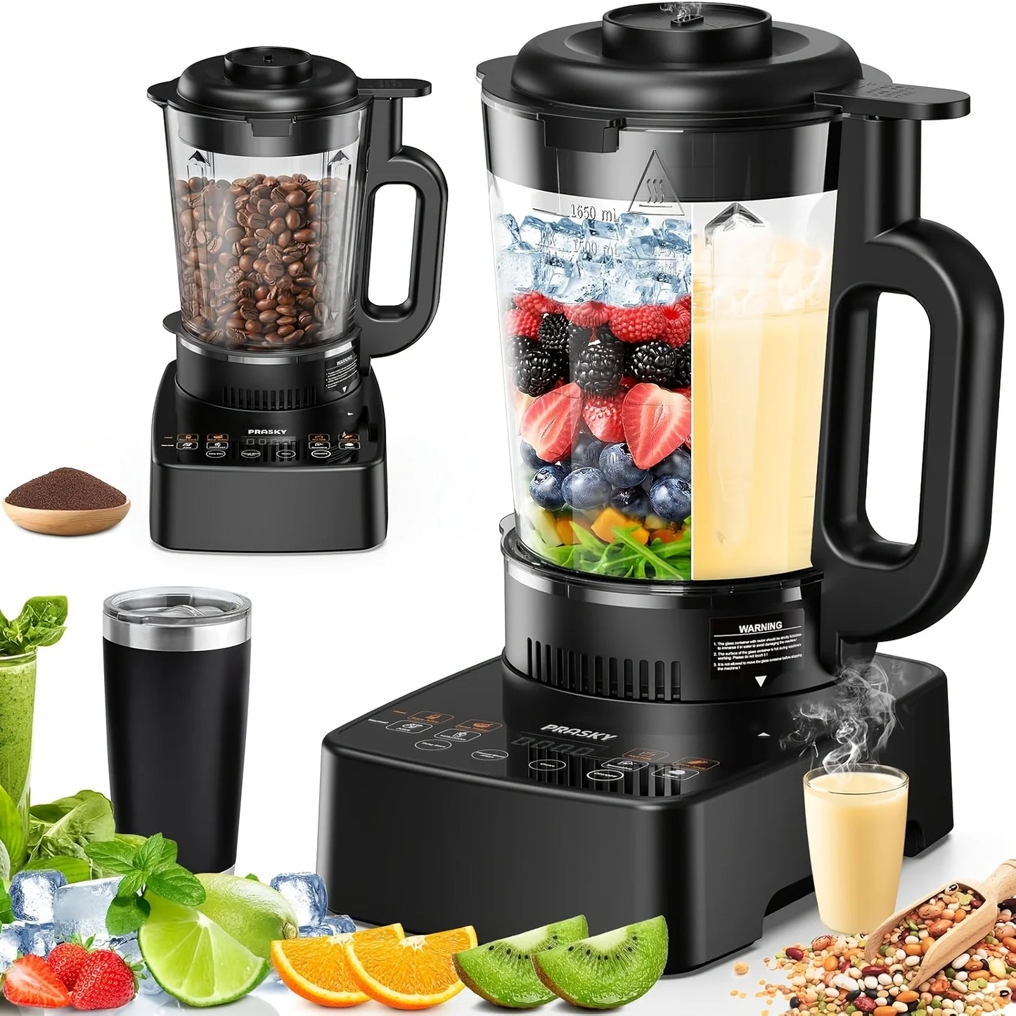 Prasky 2400W Heating Blender 25000 RPM Heavy Duty Auto Clean