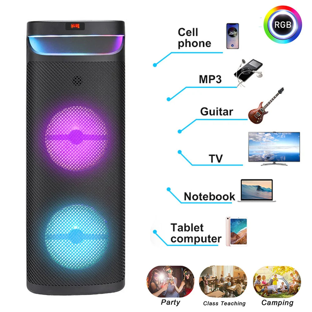 CURUK 3000W Bluetooth Party Speaker Subwoofer with LED Lights