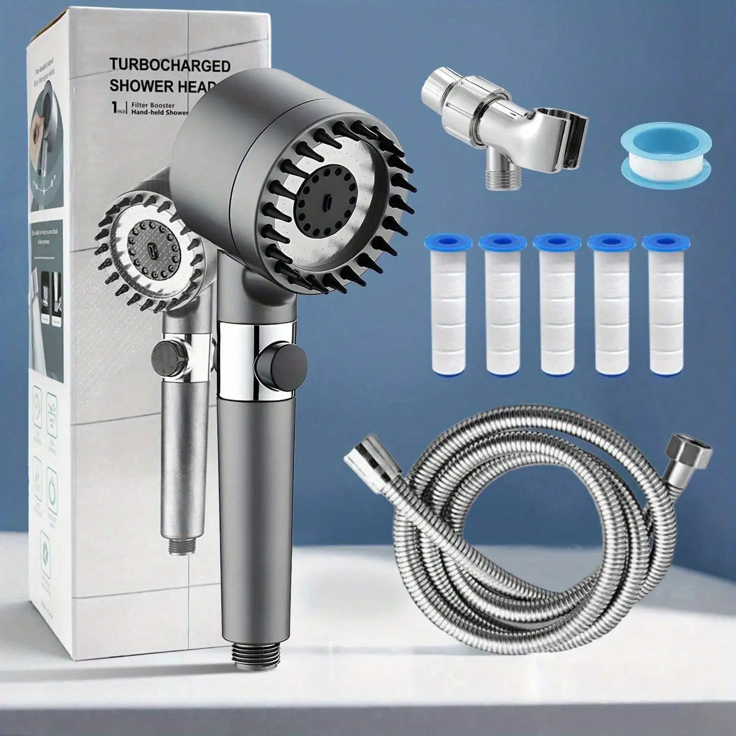 Filtered Shower Head Handheld High Pressure 4 Spray Modes