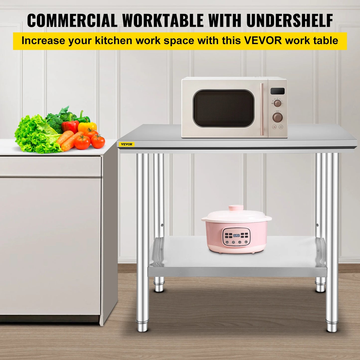Stainless Steel Kitchen Work Bench With Undershelf For Commercial Catering