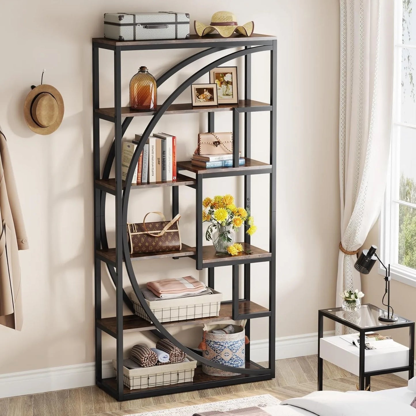 Little Tree Industrial 5-Tier Etagere Bookcase For Living Room