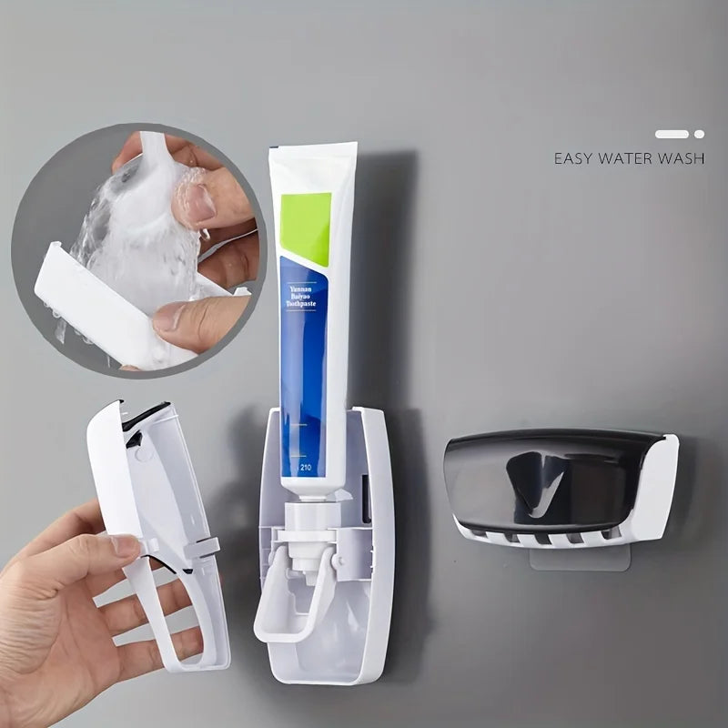 Wall Mounted Toothbrush And Toothpaste Holder With Automatic Dispenser