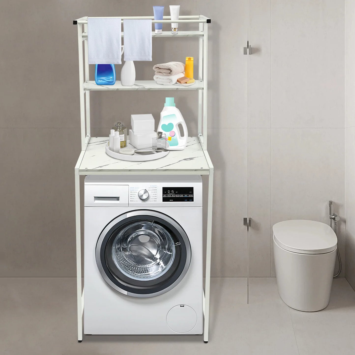 Three-Tier Over Washer And Dryer Storage Shelf Organizer
