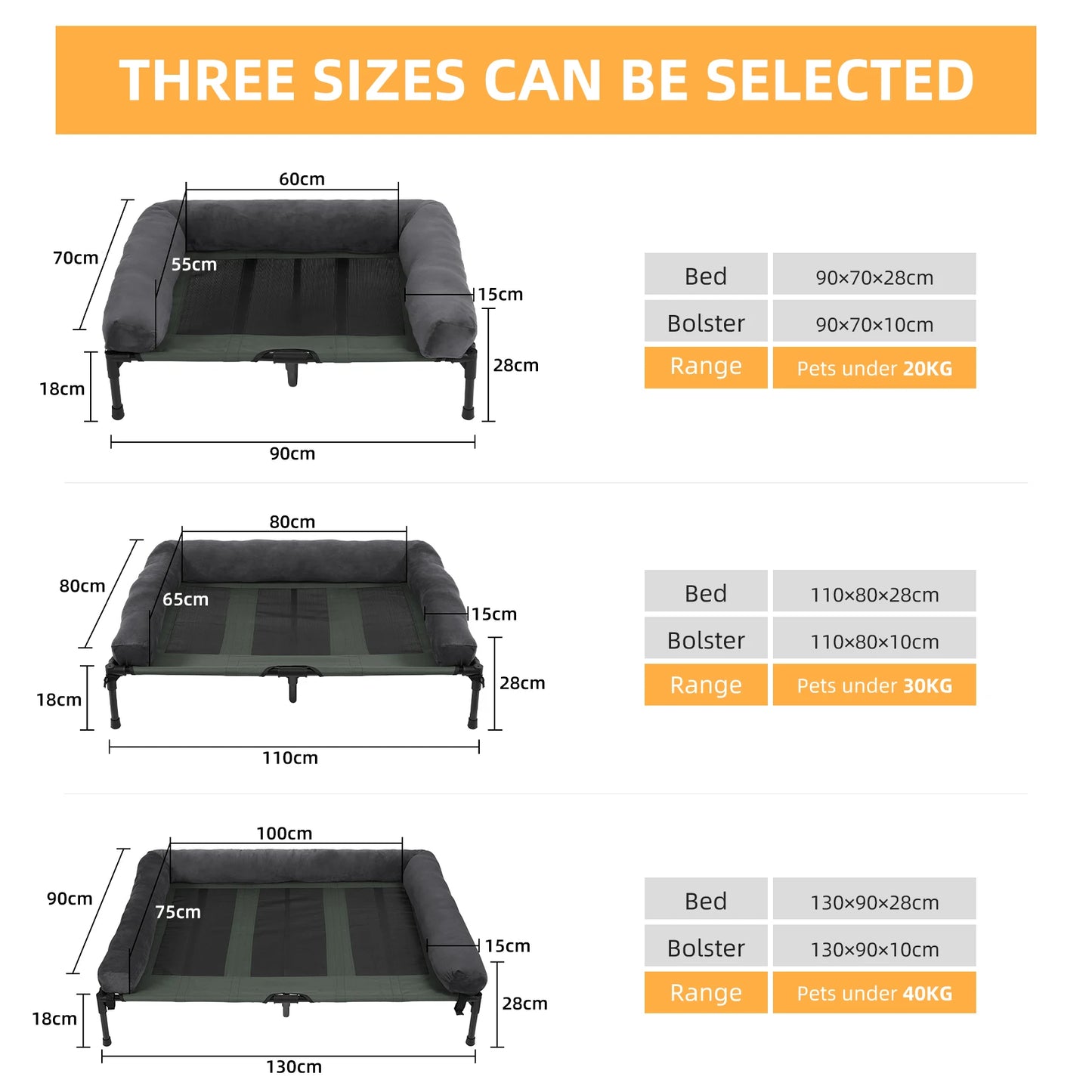 Bingopaw Elevated Indoor Outdoor Pet Lounger Bed With Detachable Bolster