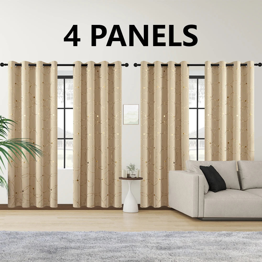 Blackout Curtains 4-Piece Grommet Set Thermally Insulated Room Darkening Bedroom