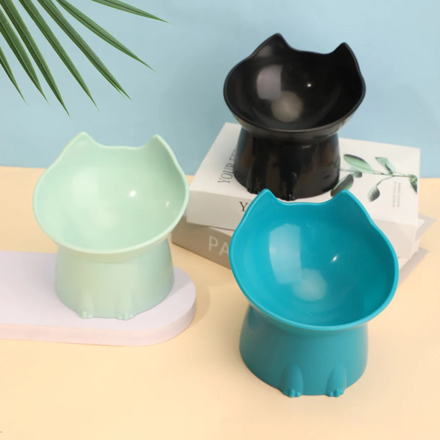 Elevated Cat Bowl Anti Tip Feeding Dish With Tilted Edge