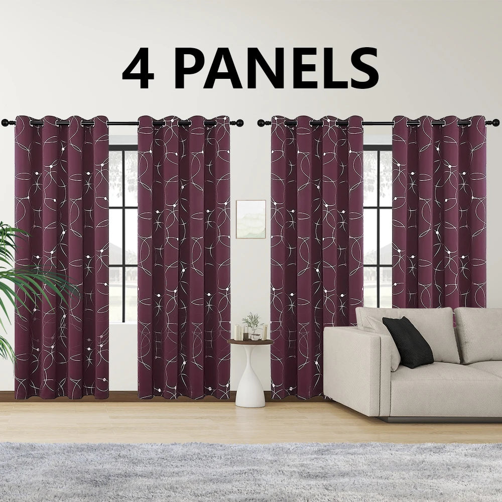 Blackout Curtains 4-Piece Grommet Set Thermally Insulated Room Darkening Bedroom
