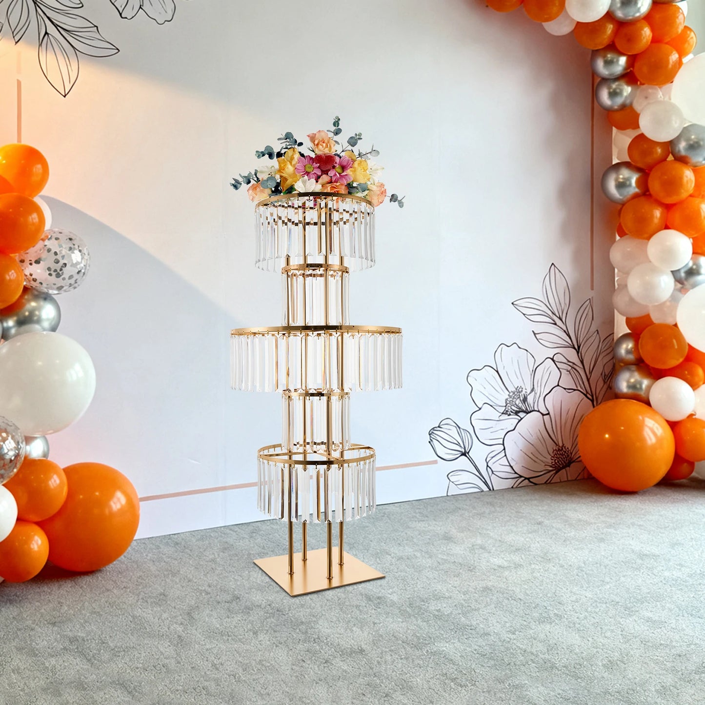 Five Tier Round Flower Stand For Weddings Centerpieces And Events
