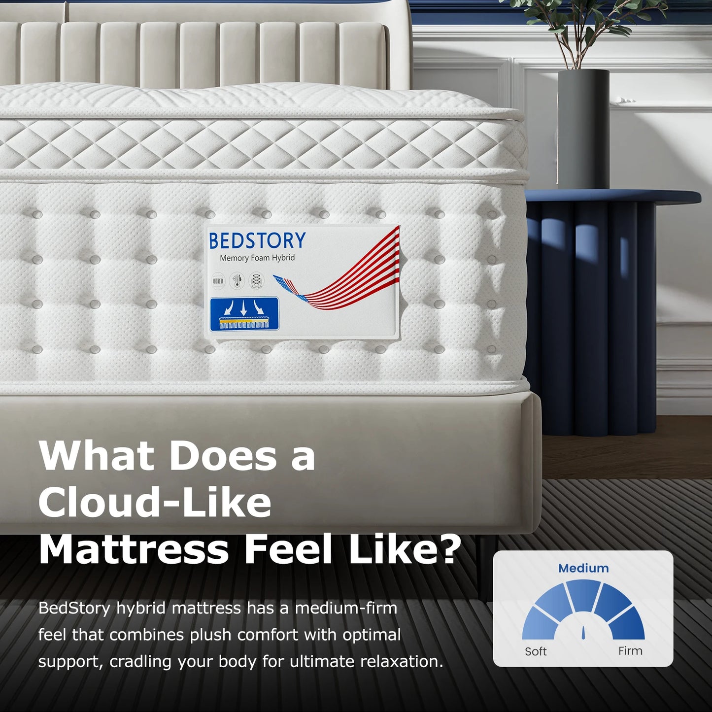 BedStory Hybrid Mattress With Memory Foam And Pocket Springs
