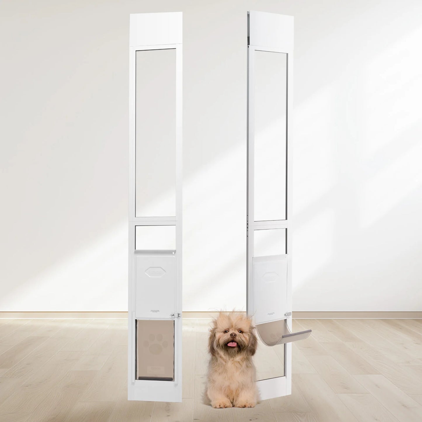 SucceBuy Adjustable Sliding Glass Dog Door For Pets