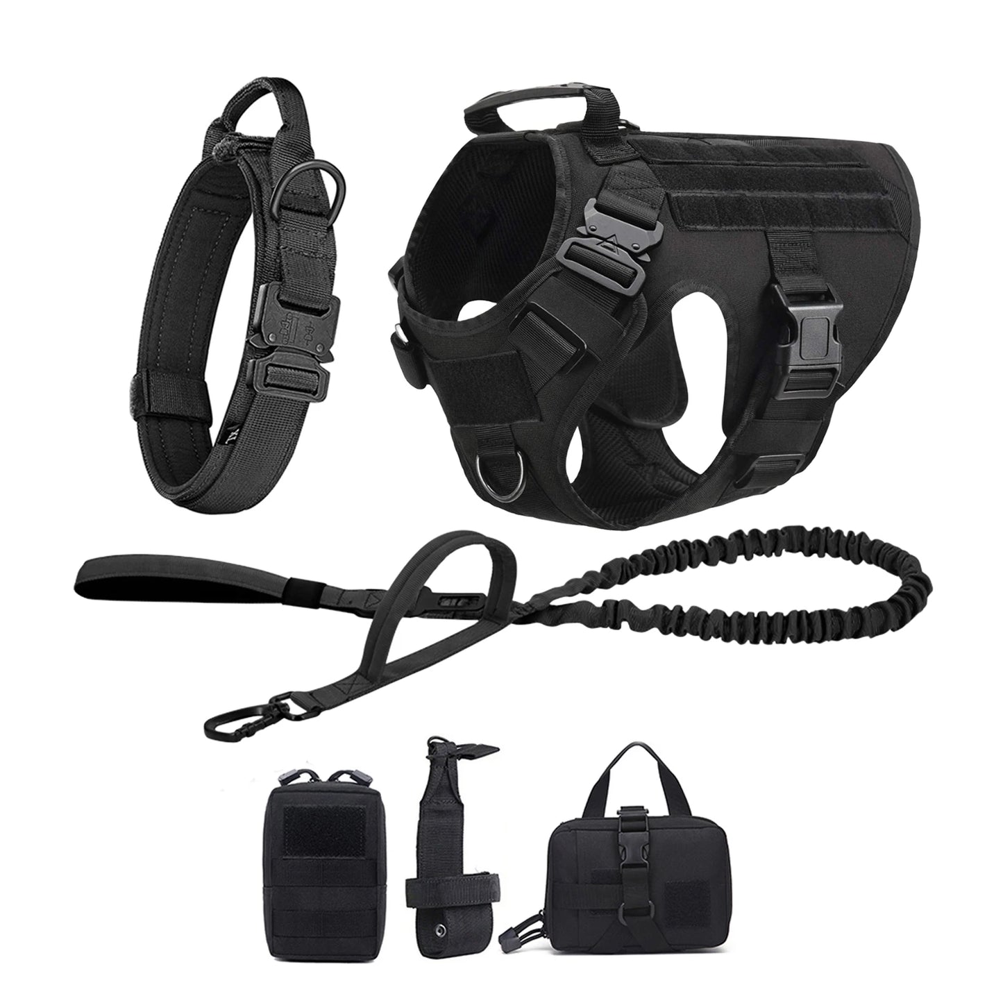Nylon Tactical Dog Harness With MOLLE Pouches For Training