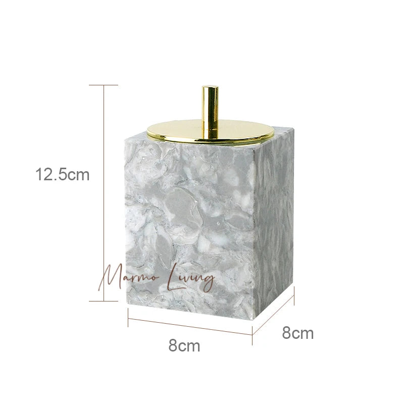 Pitaya Flower Natural Marble Bathroom Accessories Set With Soap Dispenser