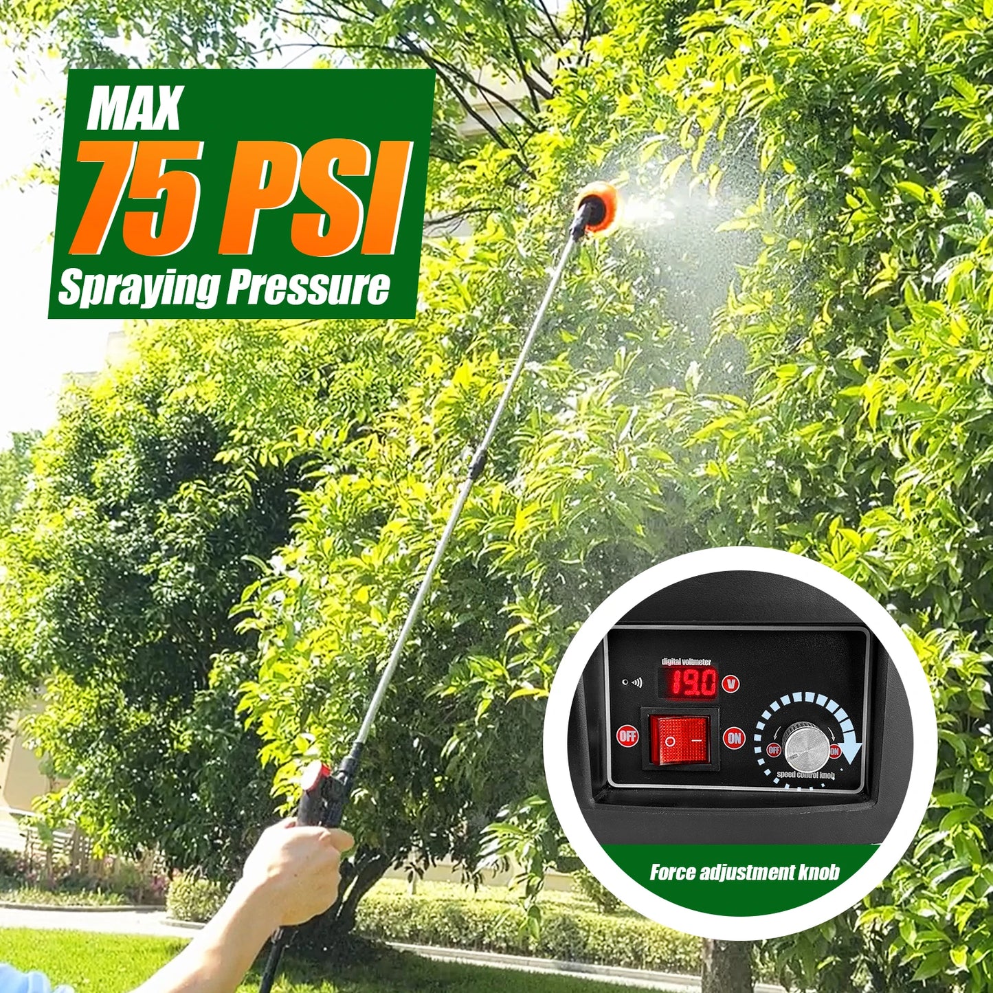 16L Electric Garden Sprayer With Telescopic Wand And 5 Nozzles
