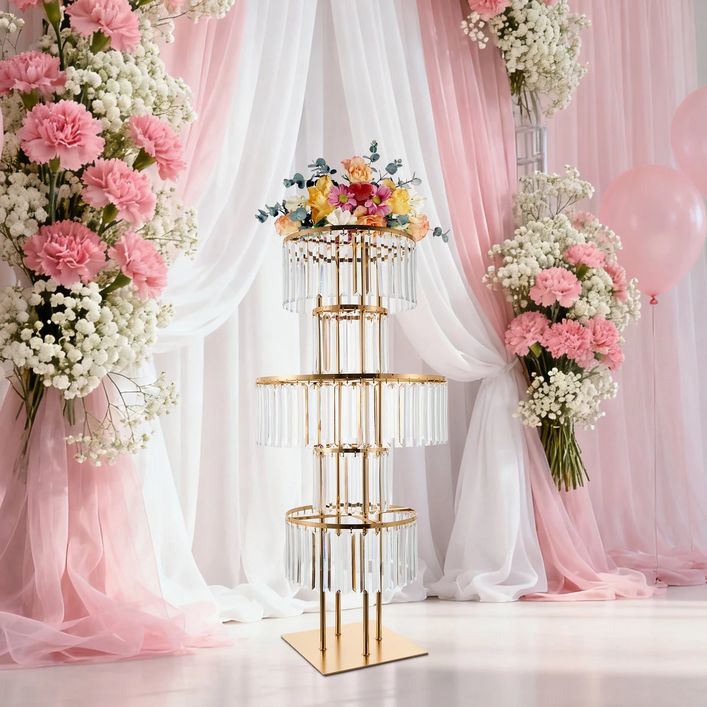 Five Tier Round Flower Stand For Weddings Centerpieces And Events
