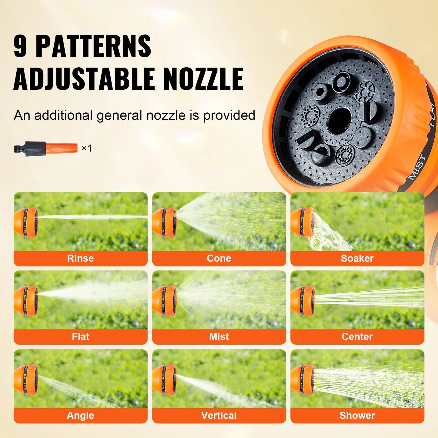 SucceBuy Retractable Hose Reel With 9 Pattern Nozzle Wall Mount