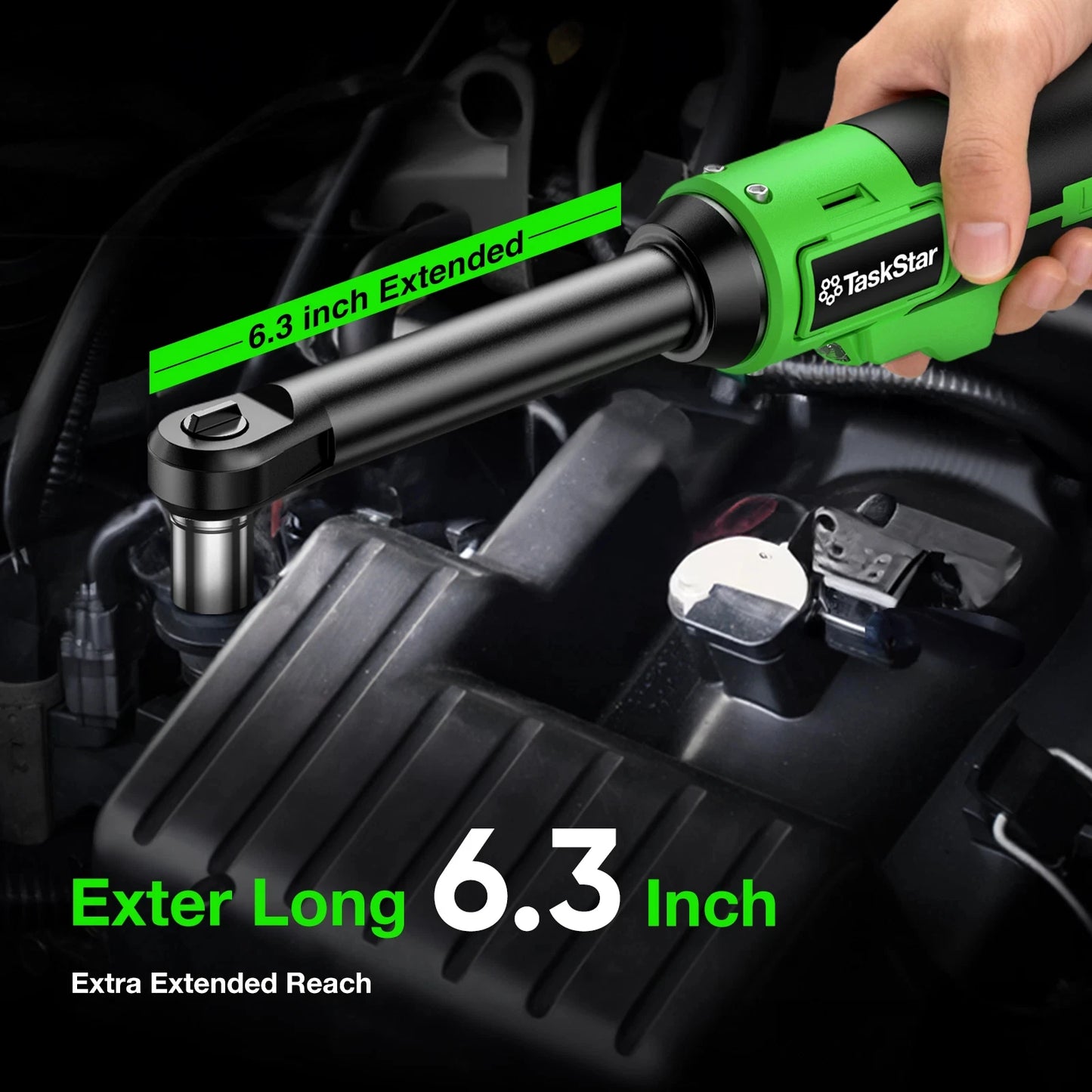 TaskStar 21V Cordless Rechargeable Ratchet Wrench For Car Maintenance