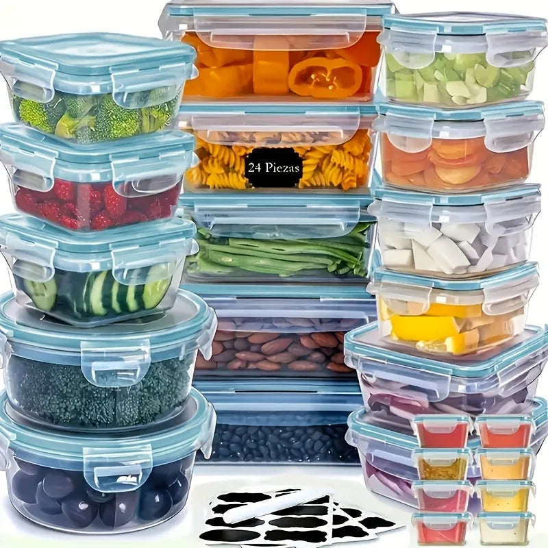 BPA-Free Food Storage Set With 24 Airtight Containers And Labels