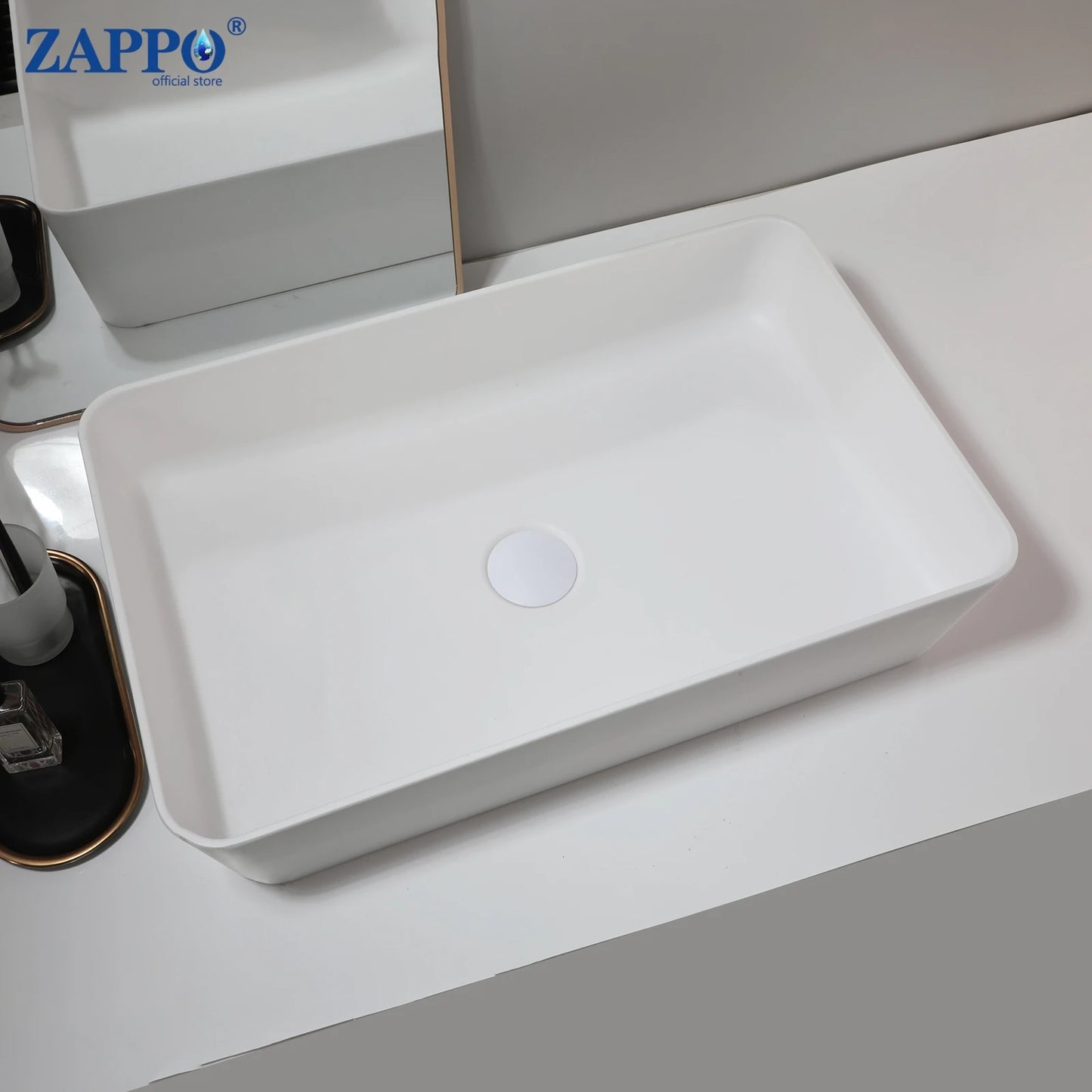 Torayvino Stone Resin Vessel Sink With Drain, Above-Counter Washbasin
