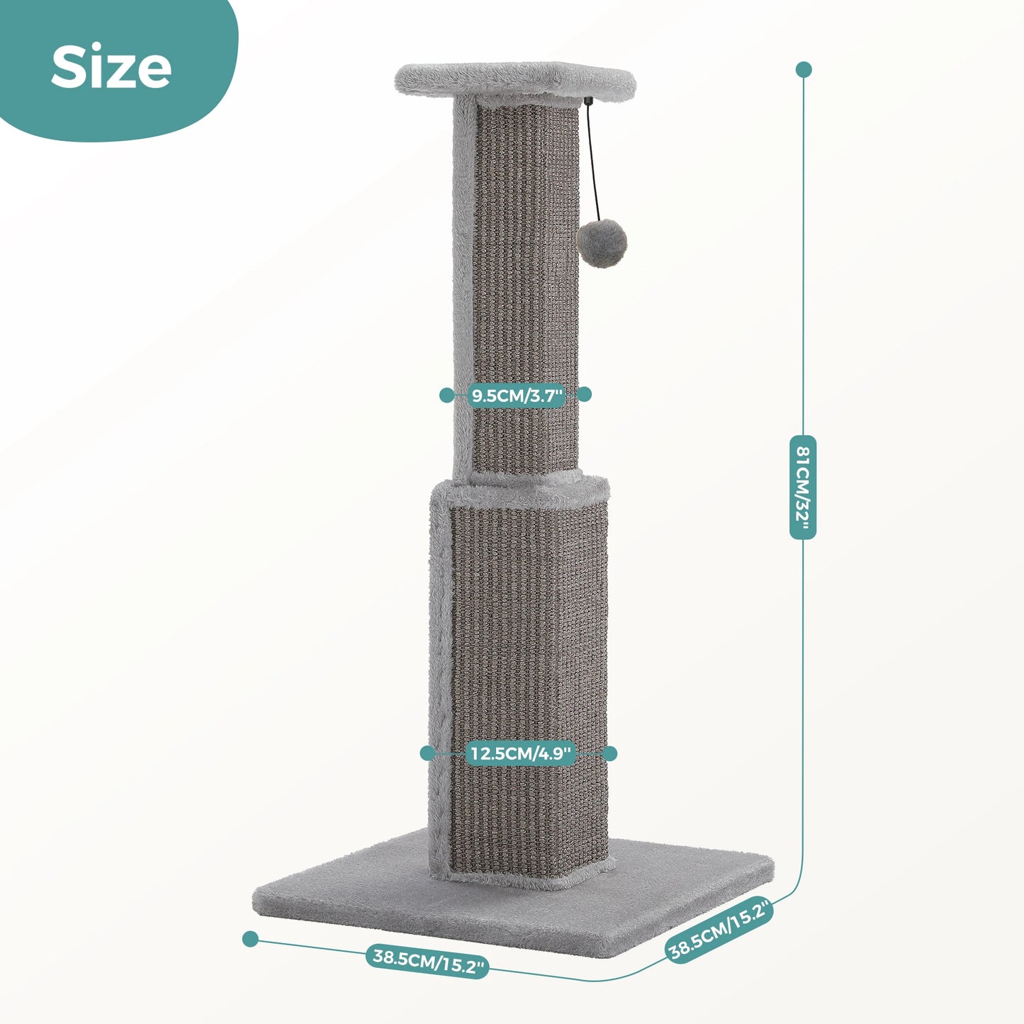 PAWZ Road Cat Scratching Post For Indoor Cats With Sisal Ball Toy