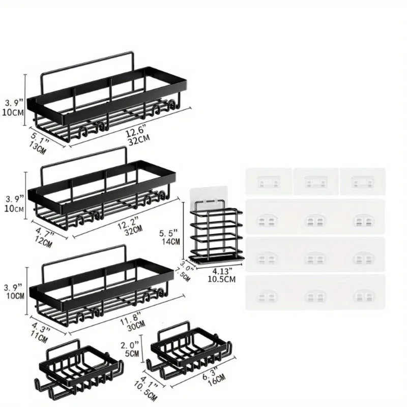 6 Pack Self Adhesive Shower Caddy Organizer Rack For Bathroom