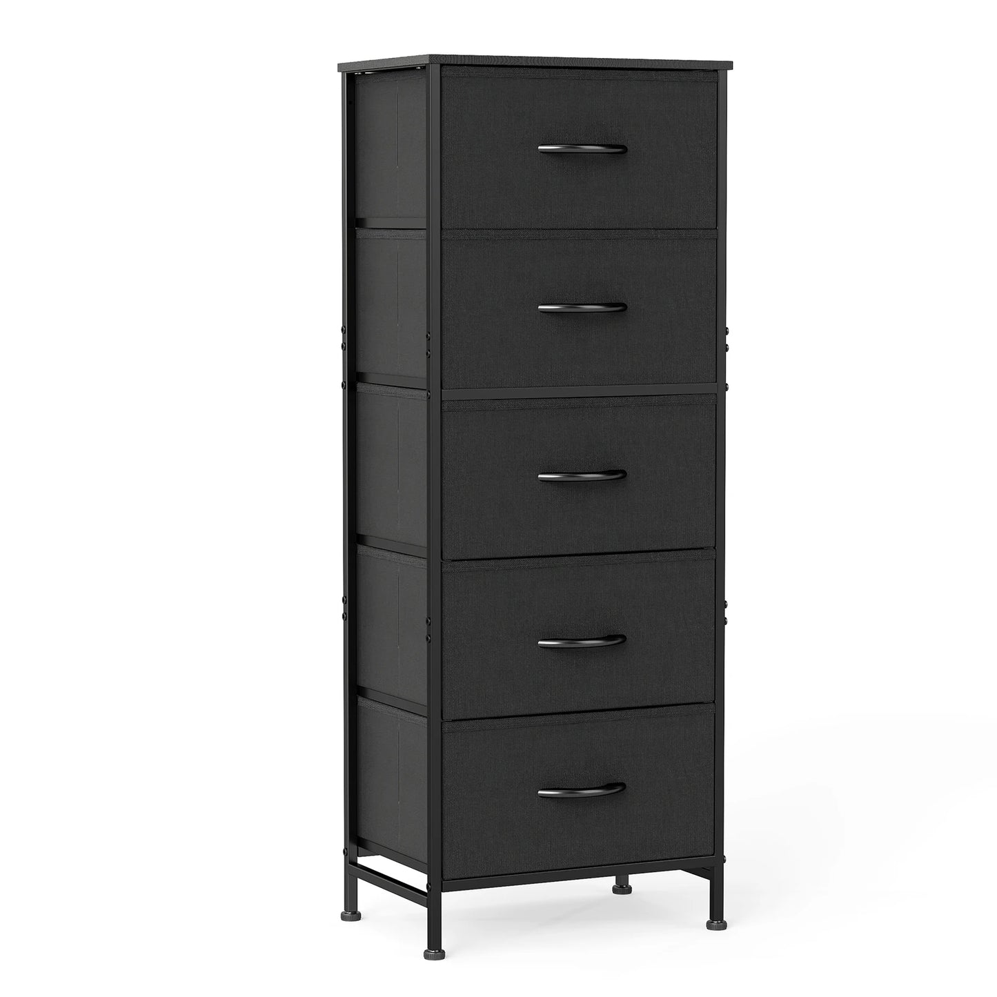 JHK Contemporary Dresser With Fabric Drawers And Steel Frame