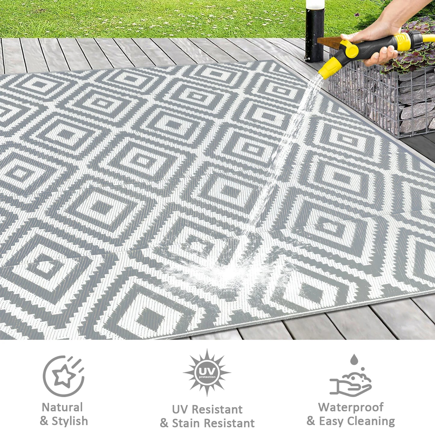 Outdoor Reversible Waterproof Plastic Rug For Patio And RV