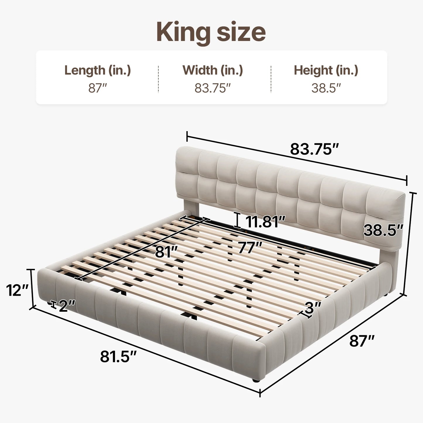 Cloud Platform Bed With Footboard And Modern Block Design