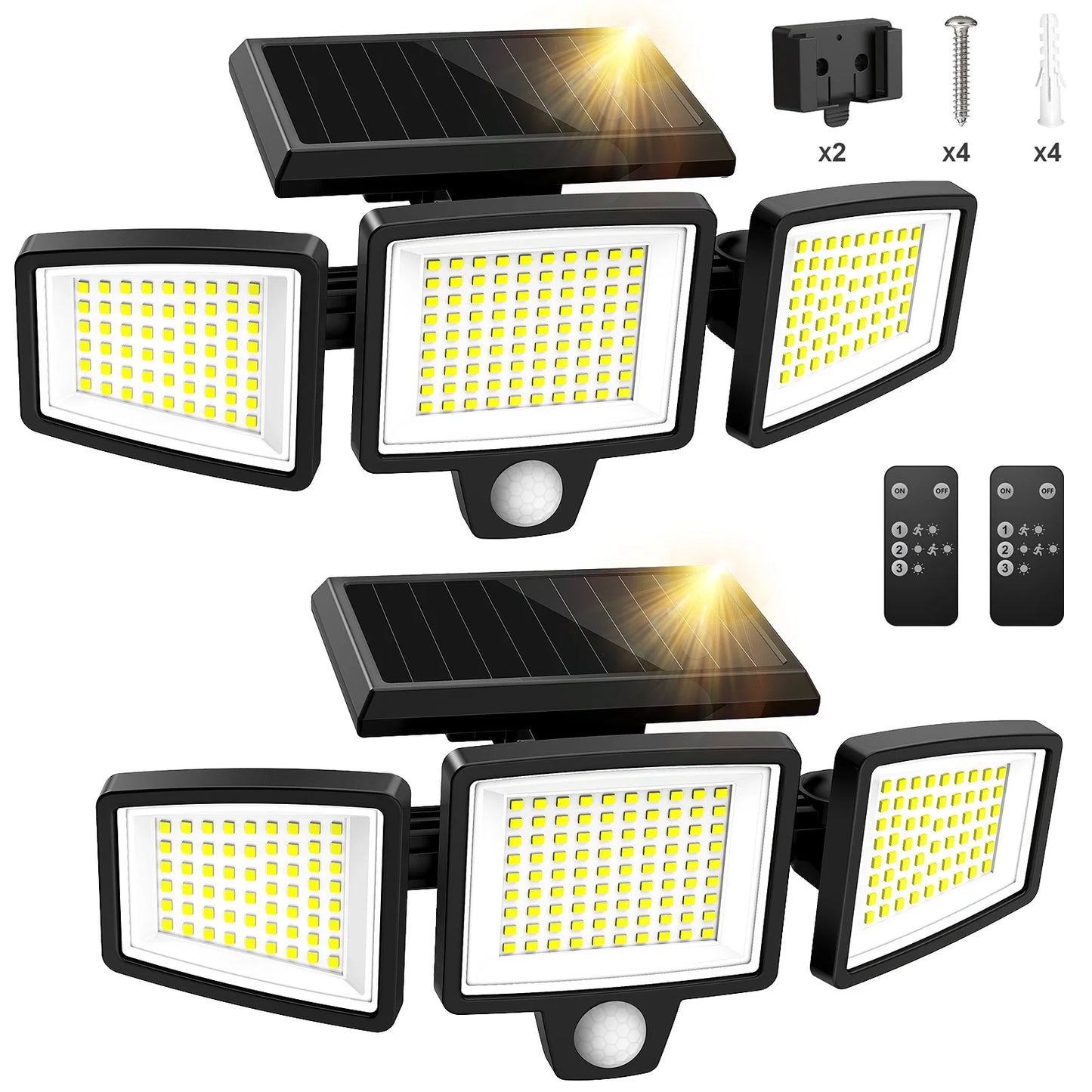 SZRSTH Three Head Solar Motion Sensor Outdoor Light With Remote