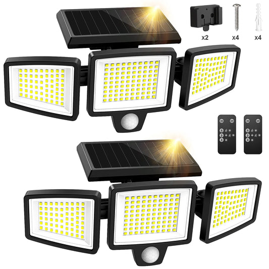 SZRSTH Three Head Solar Motion Sensor Outdoor Light With Remote