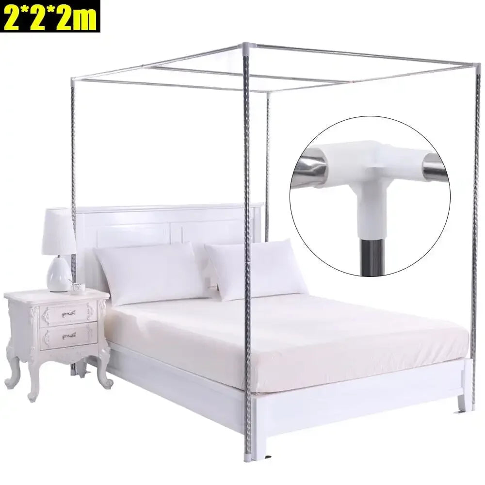 Detachable Mosquito Net Frame in Silver Stainless Steel Canopy