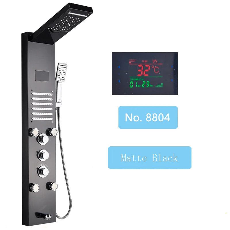 Shinesia Luxury LED Shower Panel With Massage Jets Rain