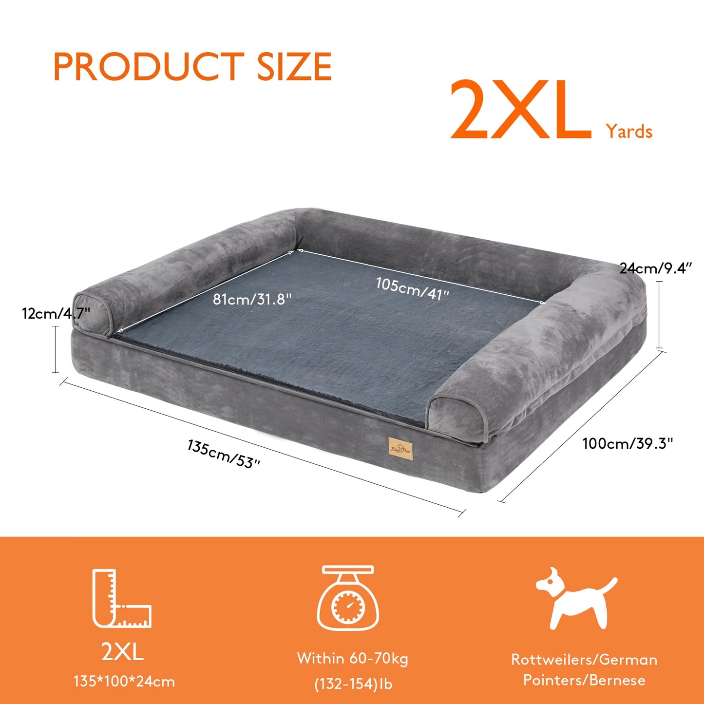 BINGOPAW Orthopedic Dog Bed With Removable Washable Foam Cushion