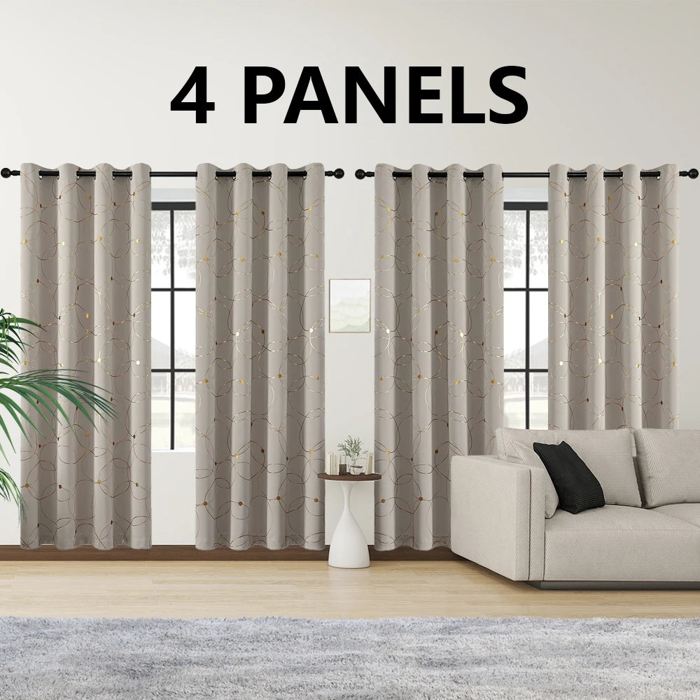 Blackout Curtains 4-Piece Grommet Set Thermally Insulated Room Darkening Bedroom
