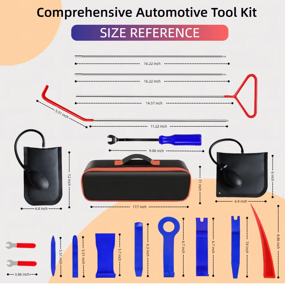 Car Door Tool Kit With Air Wedge Pump And Grabber