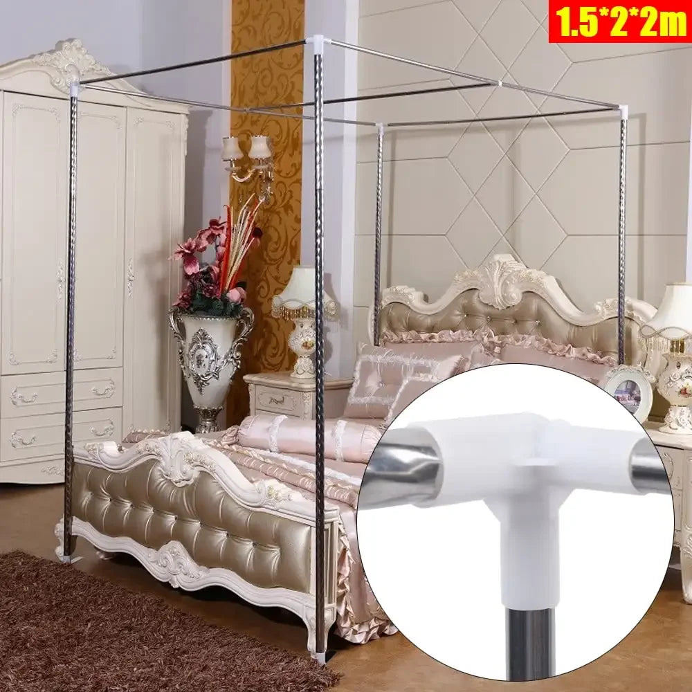 Detachable Mosquito Net Frame in Silver Stainless Steel Canopy