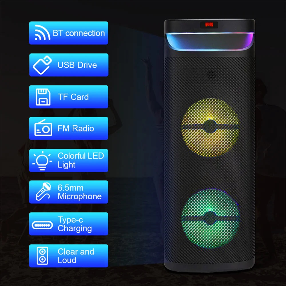 CURUK 3000W Bluetooth Party Speaker Subwoofer with LED Lights