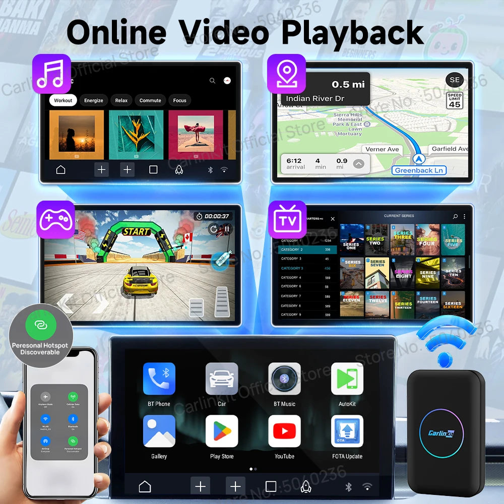 Carlinkit 5 In 1 Android TV Box CarPlay Auto Netflix