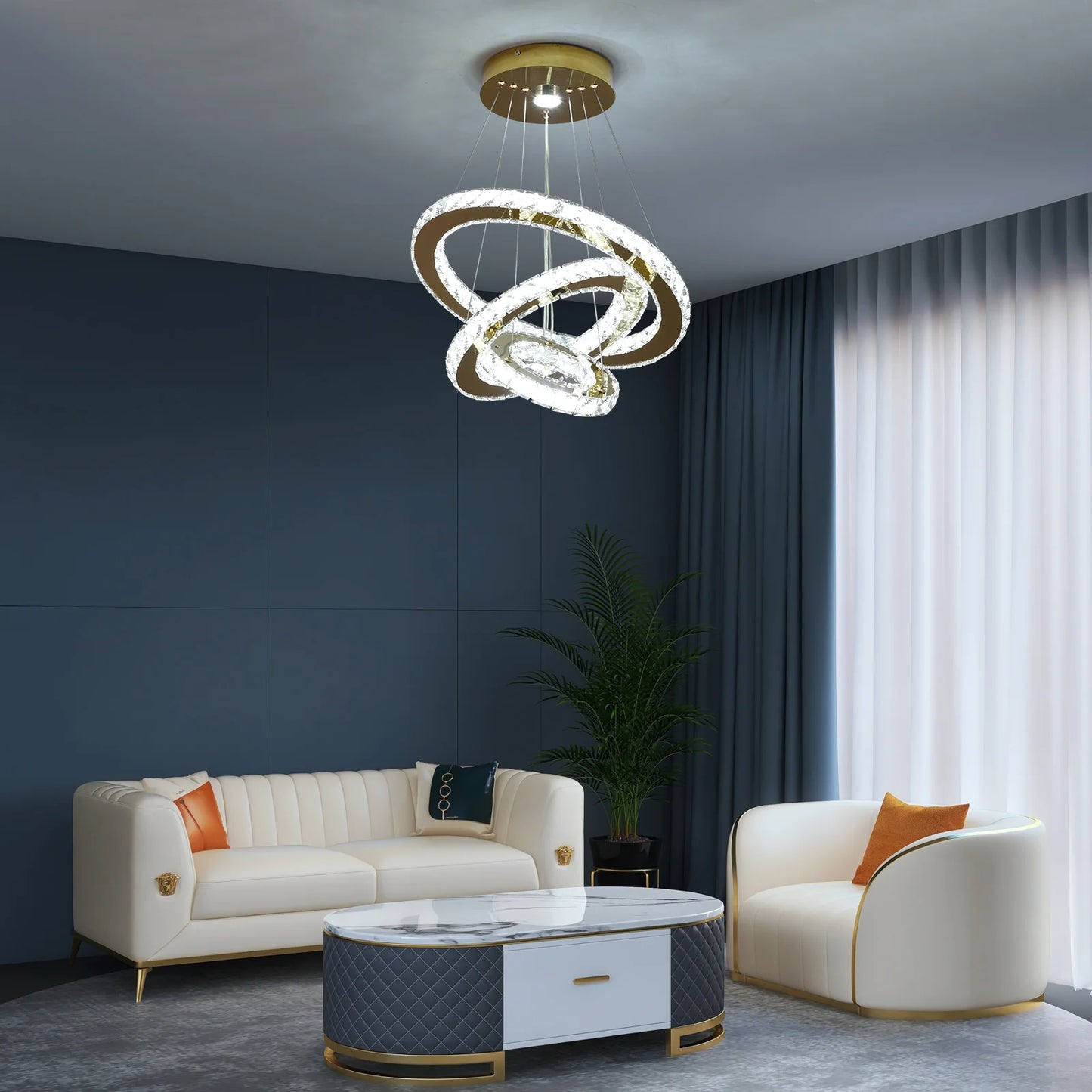VETRULUS Crystal Chandelier for Living Room Hall Ceiling Pendant Light