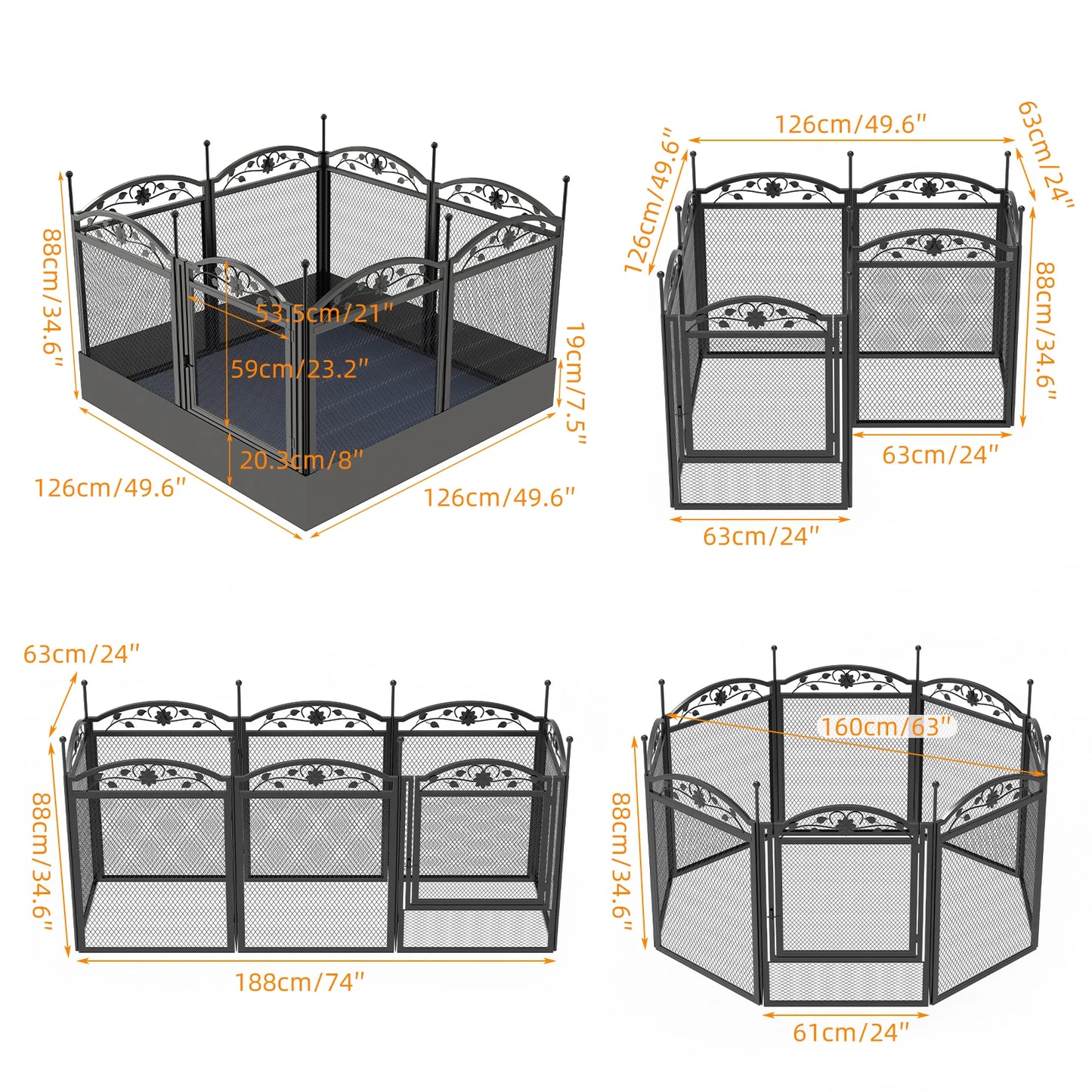BINGOPAW 8 Panel Heavy Duty Dog Playpen Outdoor Indoor Fence Pad
