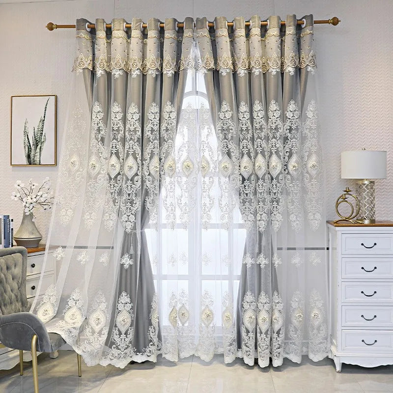 Luxury Vintage Embroidered Curtains With 3D Relief Patterns