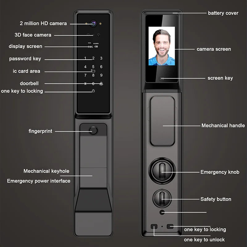 YKESDL Waterproof Outdoor Smart Lock With WiFi Alexa Tuya Camera