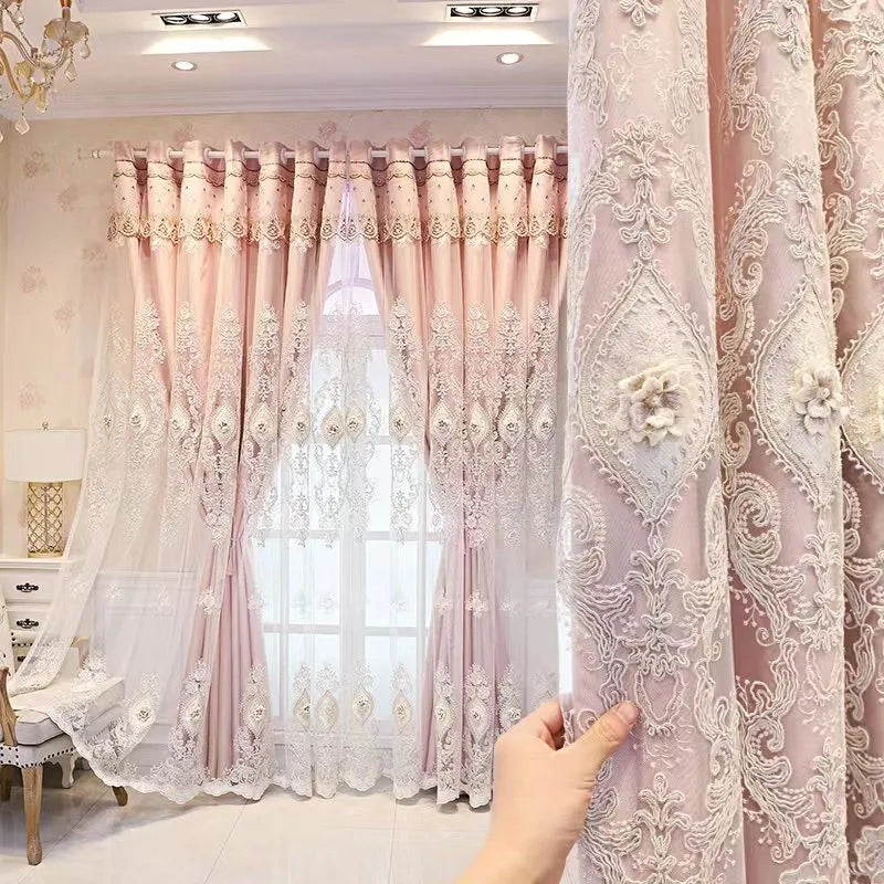 Luxury Vintage Embroidered Curtains With 3D Relief Patterns