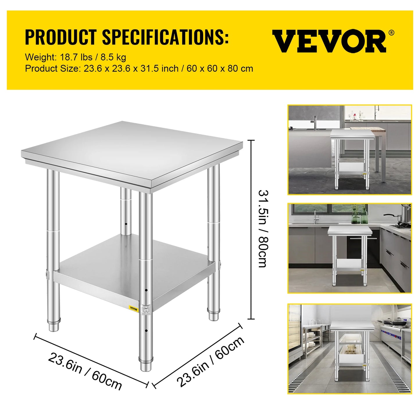 Stainless Steel Kitchen Work Bench With Undershelf For Commercial Catering