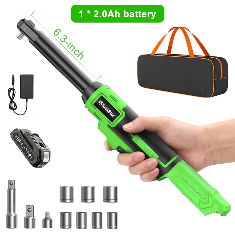 TaskStar 21V Cordless Rechargeable Ratchet Wrench For Car Maintenance