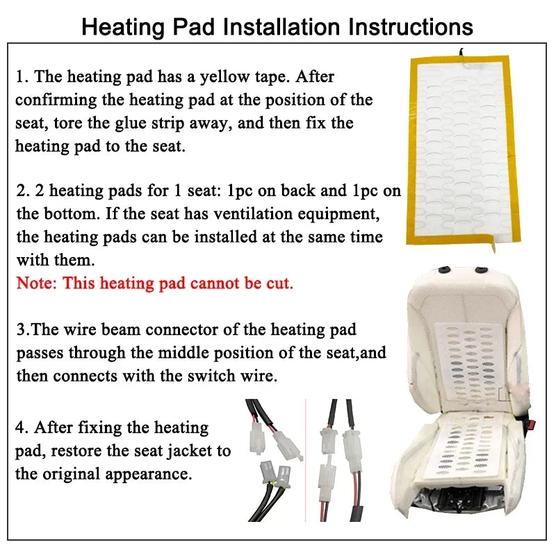 Universal Built-In Car Seat Heater For 2 Seats 12V 3-Level